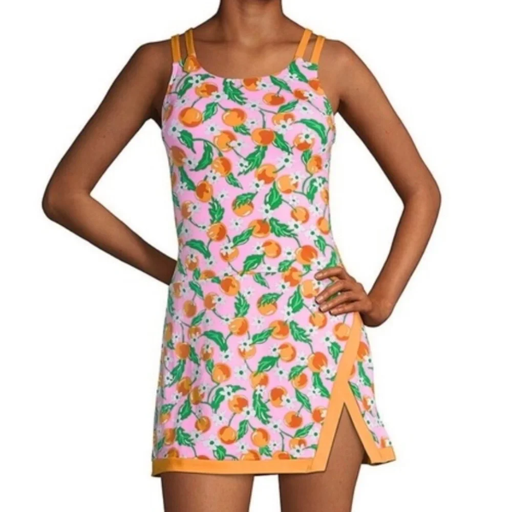 π Draper James x Lands End pink orange blossom swim dress size 2 - Picture 1 of 6